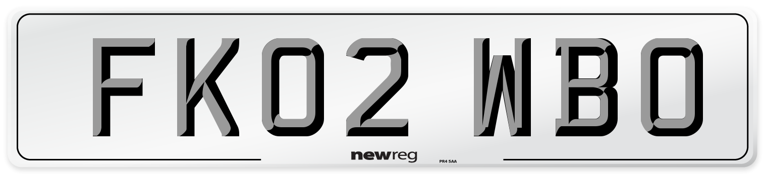 FK02 WBO Number Plate from New Reg